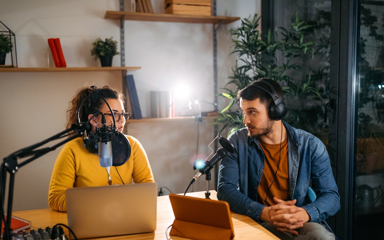 Recording a podcast for home listeners