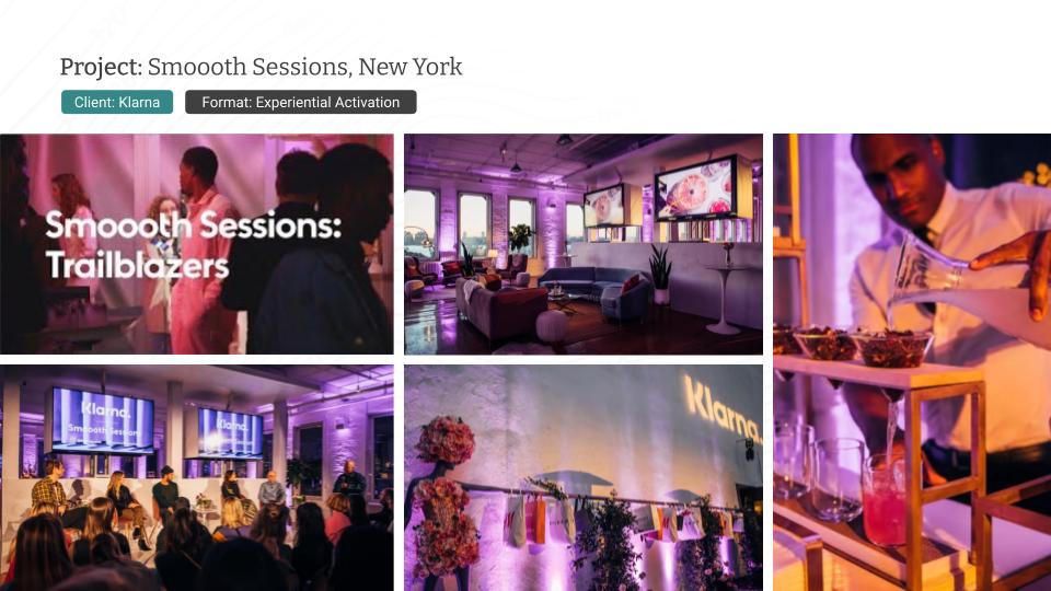 Klarna: Smoooth Sessions, New York. Event Activation